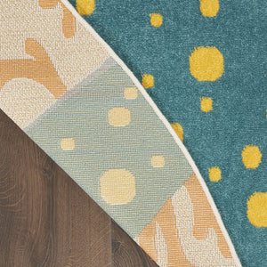 5' Yellow And Ivory Round Indoor Outdoor Area Rug