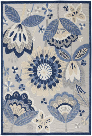 5' X 7' Blue And Gray Indoor Outdoor Area Rug