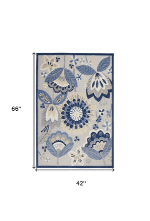 5' X 8' Blue And Gray Indoor Outdoor Area Rug