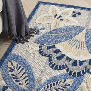 5' X 8' Blue And Gray Indoor Outdoor Area Rug