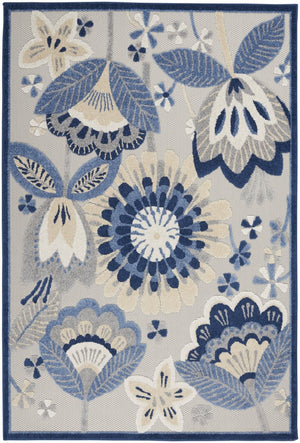 5' X 8' Blue And Gray Indoor Outdoor Area Rug