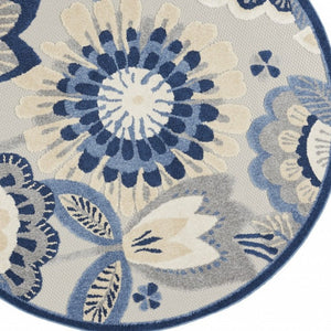 5' X 8' Blue And Gray Indoor Outdoor Area Rug