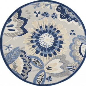 5' X 7' Blue And Gray Indoor Outdoor Area Rug