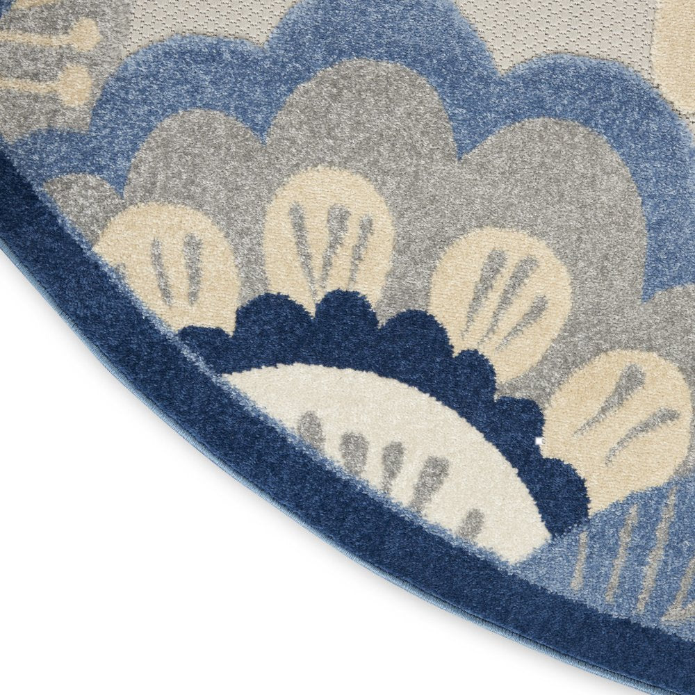 6' X 9' Blue And Gray Indoor Outdoor Area Rug