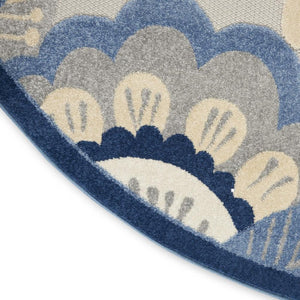 5' X 7' Blue And Gray Indoor Outdoor Area Rug