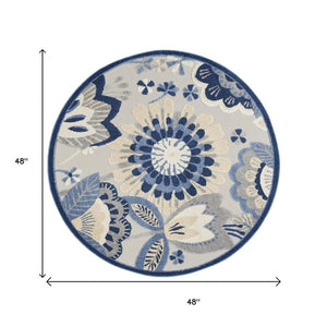 6' X 9' Blue And Gray Indoor Outdoor Area Rug