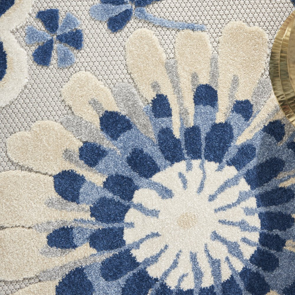 6' X 9' Blue And Gray Indoor Outdoor Area Rug