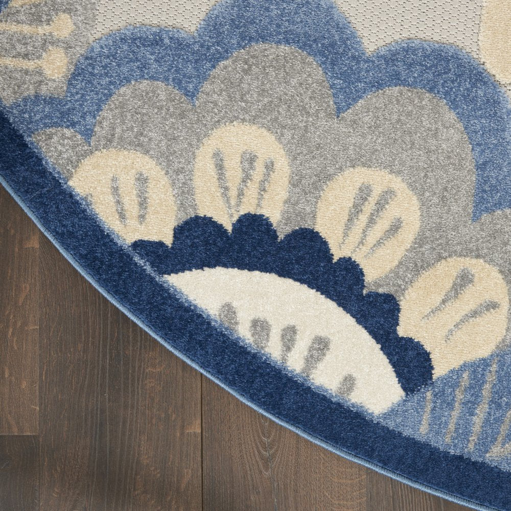 6' X 9' Blue And Gray Indoor Outdoor Area Rug