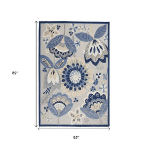 6' X 9' Blue And Gray Indoor Outdoor Area Rug