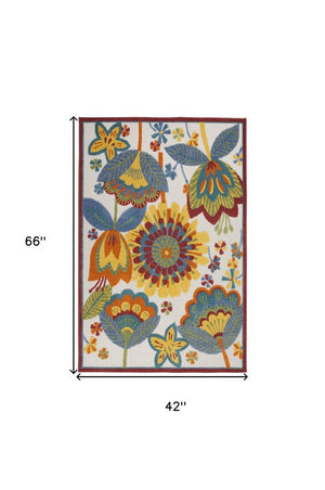 8' Yellow And Ivory Round Indoor Outdoor Area Rug