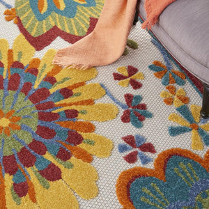 4' X 6' Yellow And Ivory Indoor Outdoor Area Rug
