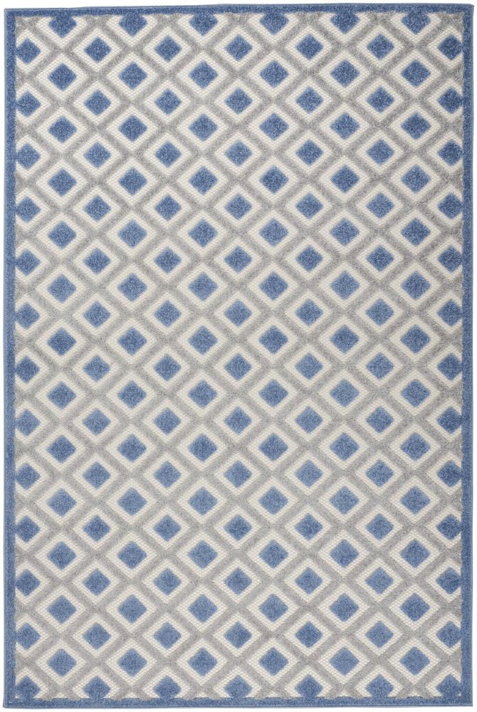 5' Blue And Gray Round Indoor Outdoor Area Rug