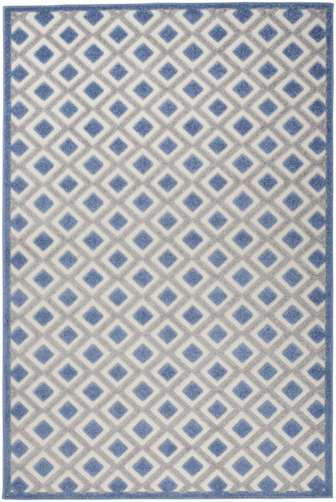5' Blue And Gray Round Indoor Outdoor Area Rug