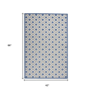 4' X 6' Blue And Gray Indoor Outdoor Area Rug
