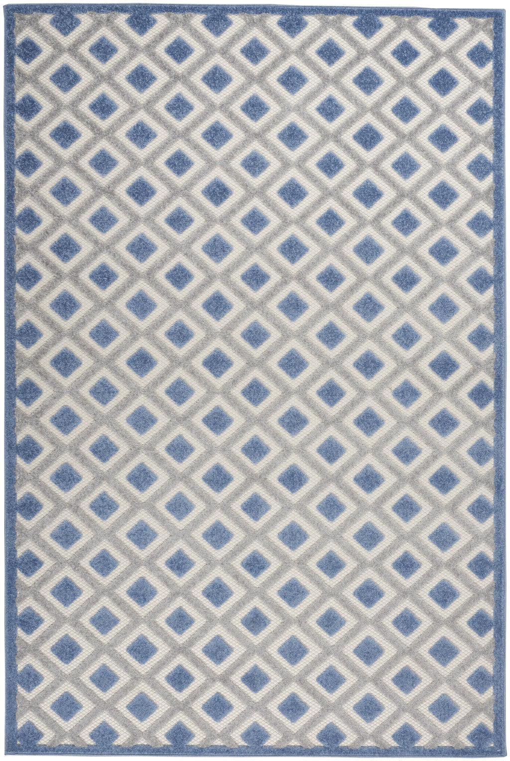 4' X 6' Blue And Gray Indoor Outdoor Area Rug