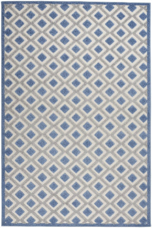 4' X 6' Blue And Gray Indoor Outdoor Area Rug