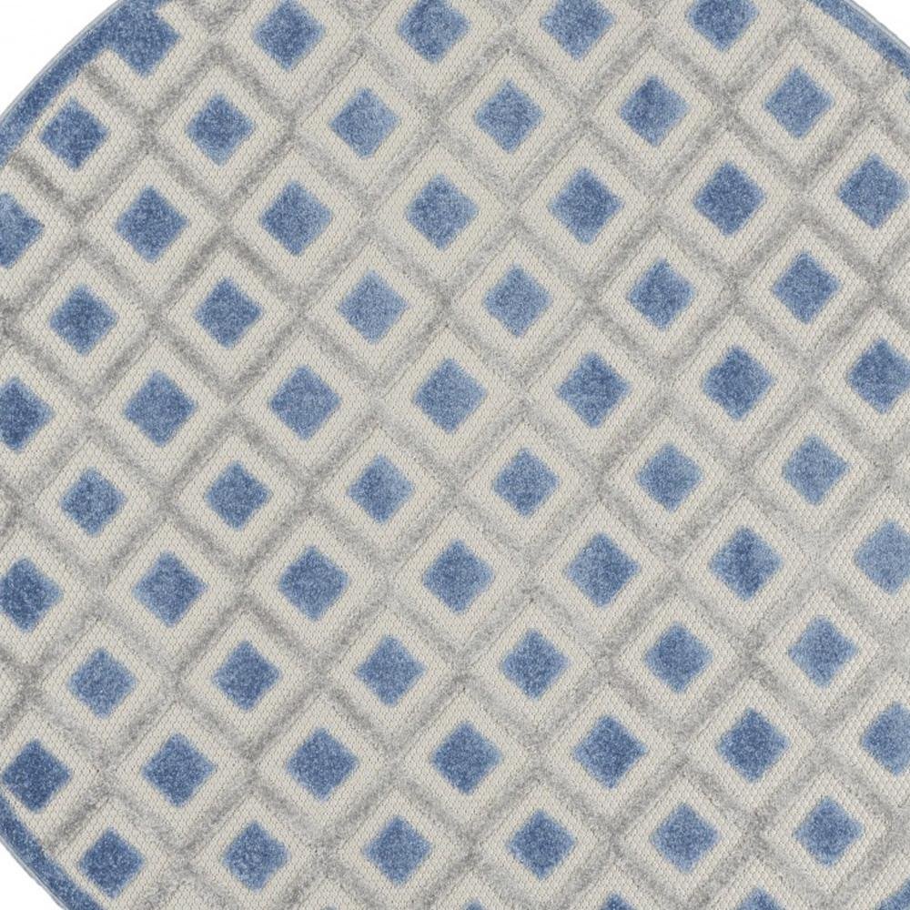 5' Blue And Gray Round Indoor Outdoor Area Rug