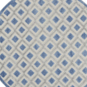5' Blue And Gray Round Indoor Outdoor Area Rug
