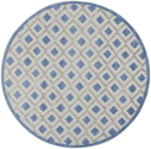 5' Blue And Gray Round Indoor Outdoor Area Rug