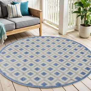 4' X 6' Blue And Gray Indoor Outdoor Area Rug