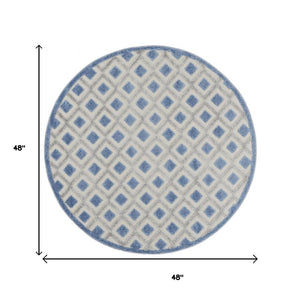4' X 6' Blue And Gray Indoor Outdoor Area Rug