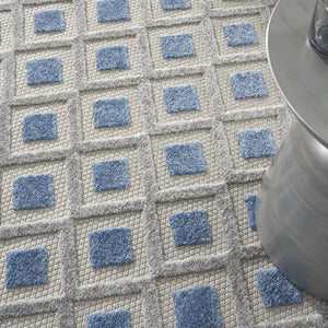 4' X 6' Blue And Gray Indoor Outdoor Area Rug