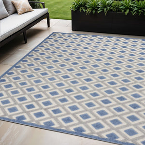 4' X 6' Blue And Gray Indoor Outdoor Area Rug