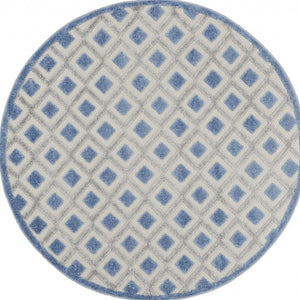 4' X 6' Blue And Gray Indoor Outdoor Area Rug