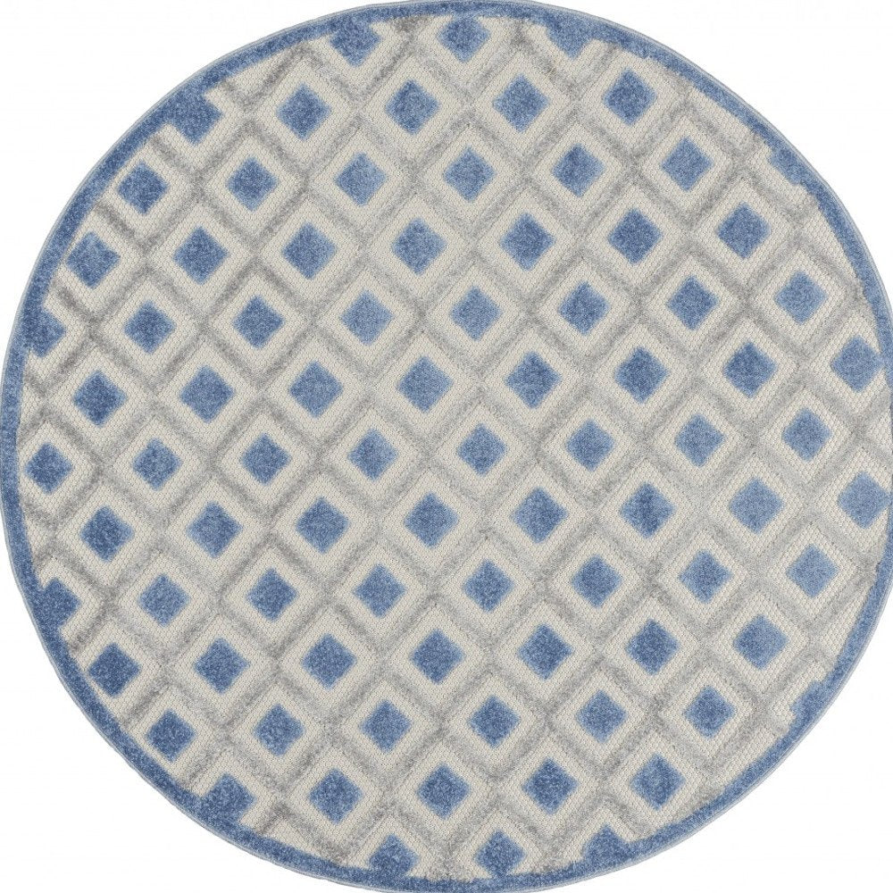 4' X 6' Blue And Gray Indoor Outdoor Area Rug