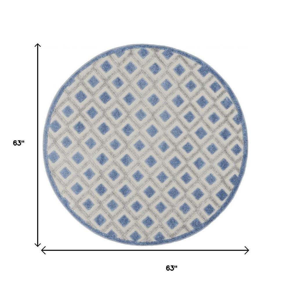 4' X 6' Blue And Gray Indoor Outdoor Area Rug