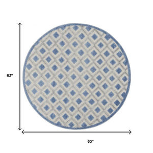 4' X 6' Blue And Gray Indoor Outdoor Area Rug