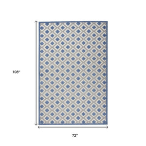 4' X 6' Blue And Gray Indoor Outdoor Area Rug