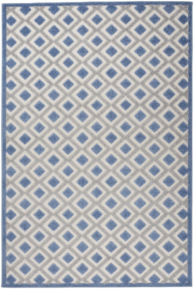 4' X 6' Blue And Gray Indoor Outdoor Area Rug