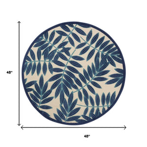 3' X 4' Blue And Ivory Floral Indoor Outdoor Area Rug