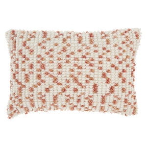 14" X 20" Coral and Beige Ribbed Indoor Outdoor Throw Pillow With Texture