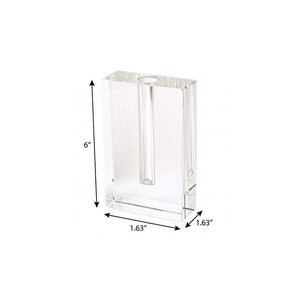 6" Clear Square Crystal Glass Table Vase