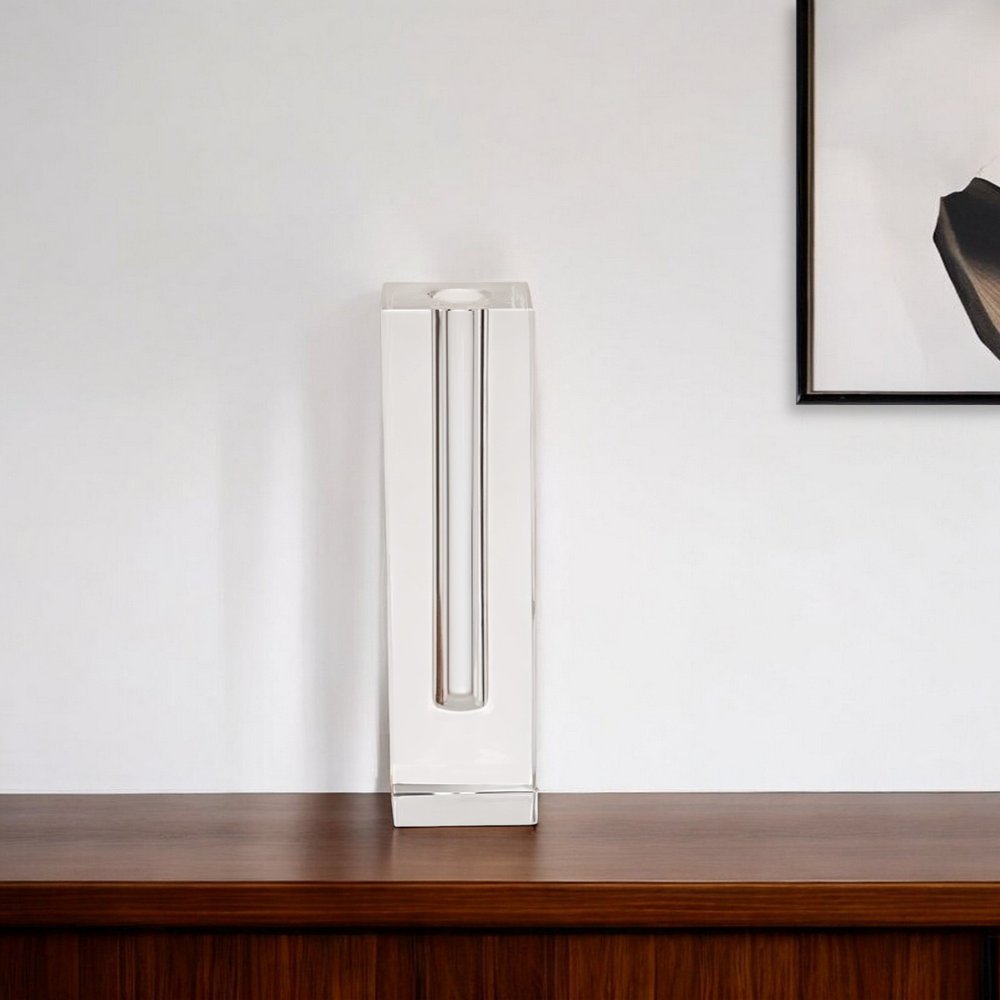 10" Clear Cylinder Crystal Glass Table Vase