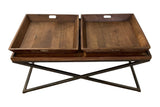 27" Brown And Black Solid Wood Cross Legs Coffee Table