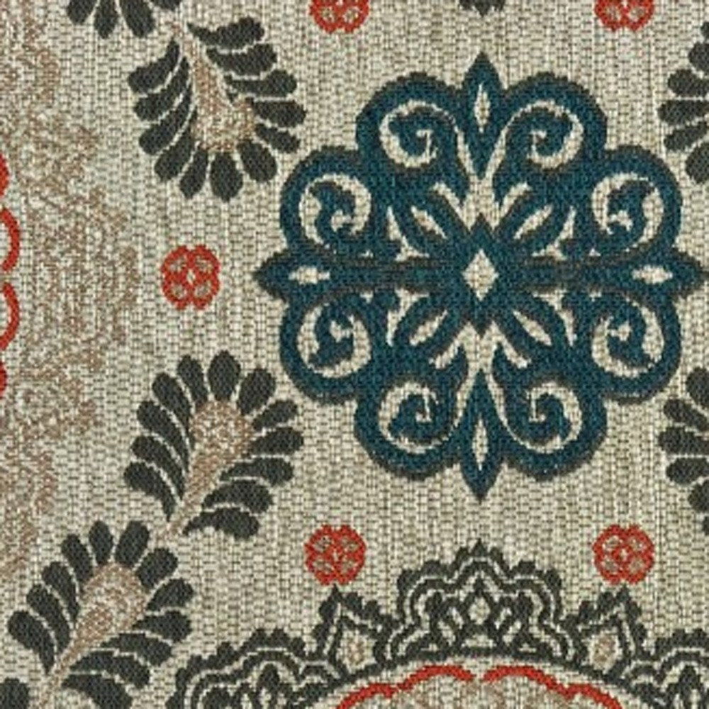 3' X 5' Blue And Gray Damask Indoor Outdoor Area Rug