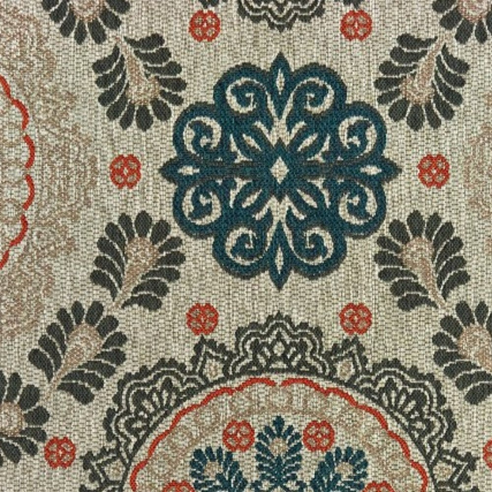 3' X 5' Blue And Gray Damask Indoor Outdoor Area Rug