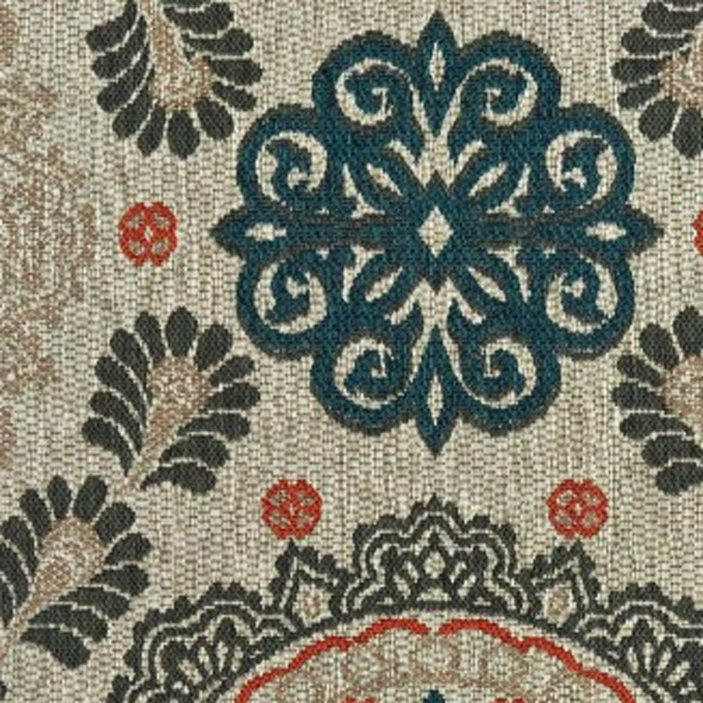 3' X 5' Blue And Gray Damask Indoor Outdoor Area Rug