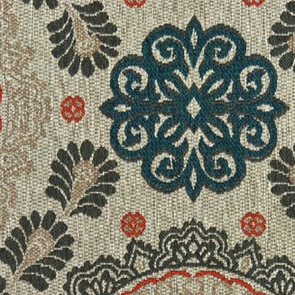 3' X 5' Blue And Gray Damask Indoor Outdoor Area Rug