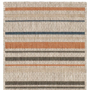 8' Blue And Gray Striped Indoor Outdoor Area Rug