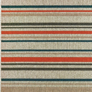 8' Blue And Gray Striped Indoor Outdoor Area Rug