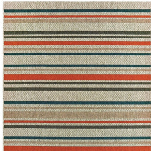8' Blue And Gray Striped Indoor Outdoor Area Rug