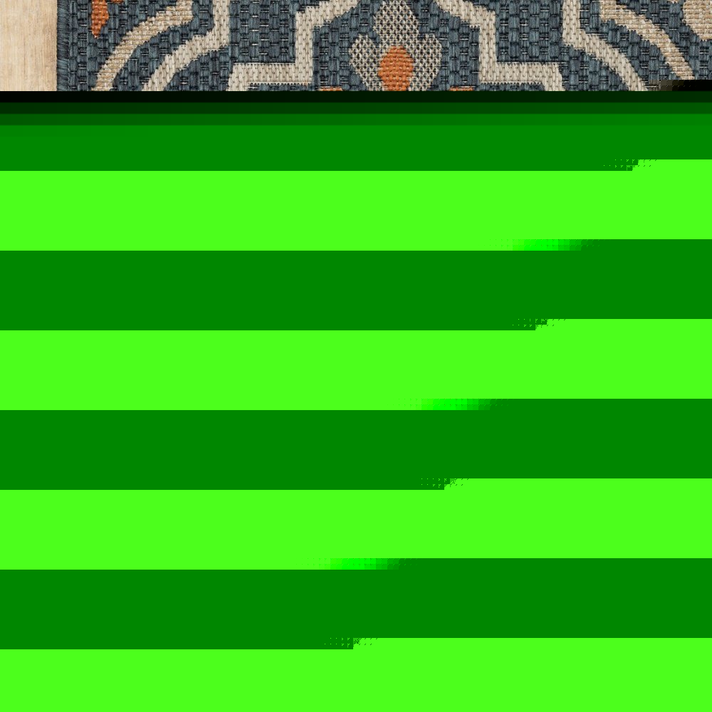 5' X 7' Blue And Orange Moroccan Indoor Outdoor Area Rug