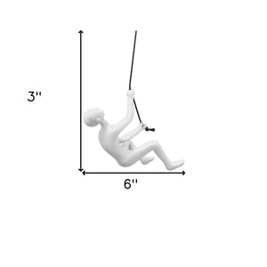 6" X 3" White Resin Climbing Man Hanging Dimensional Sculpture