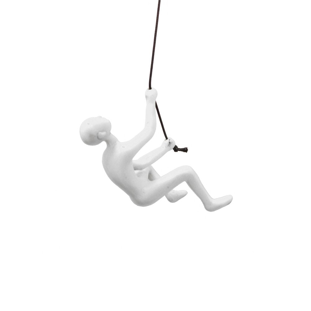 6" X 3" White Resin Climbing Man Hanging Dimensional Sculpture