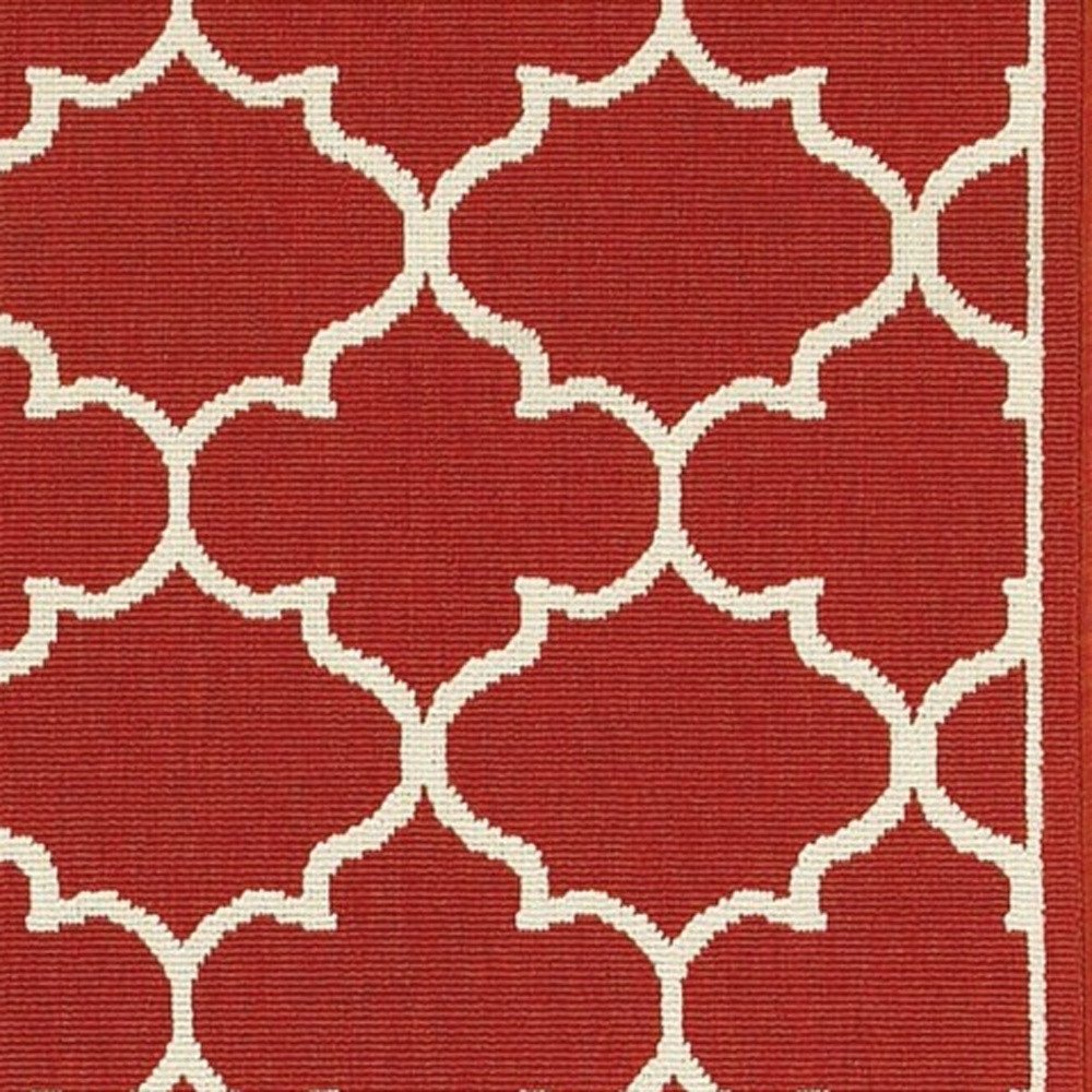 2' X 3' Red And Ivory Indoor Outdoor Area Rug