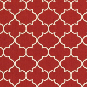 8' Red And Ivory Indoor Outdoor Runner Rug